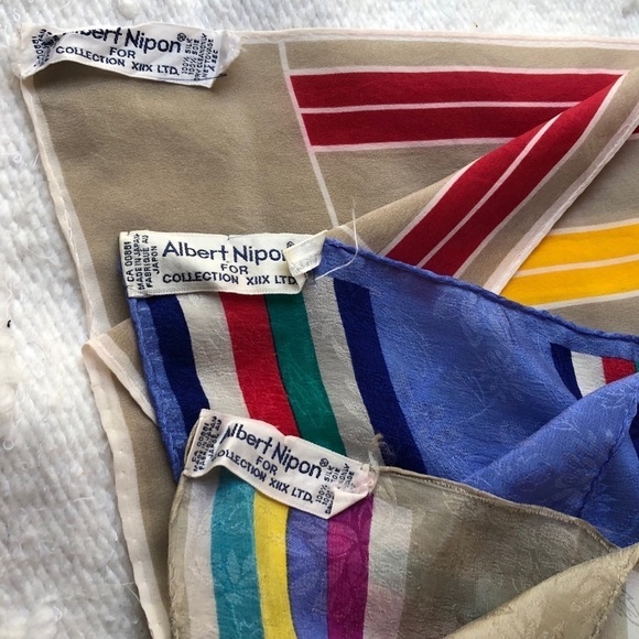 ALBERT NIPON 3 SILK SCARVES MADE IN JAPAN - Picture 4 of 8